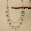 Collier Multicouches Douceur Amoureuse en Or, Turquoise et Quartz Rose