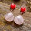 Boucles d'Oreilles Amour-Propre en Corail et Quartz Rose