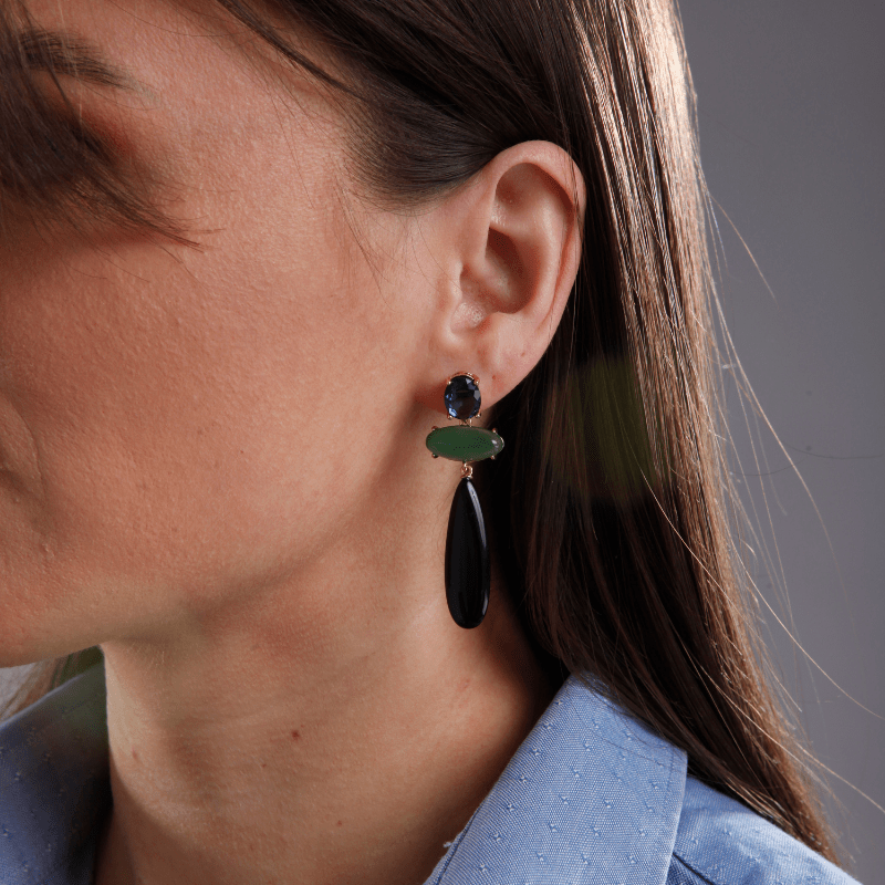 Boucles D'Oreilles Énergie Enjoué en Onyx