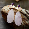 Boucles d'Oreilles Bonté et Amour en Quartz Rose