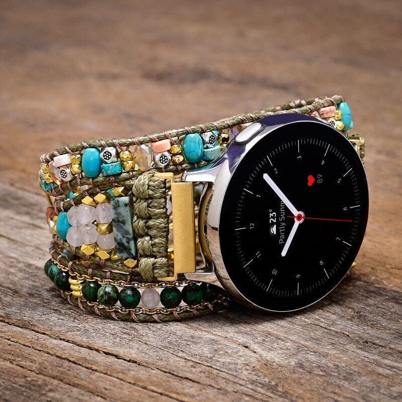 Bracelet pour Montre Samsung Transformation Divine en Howlite et Turquoise d'Afrique