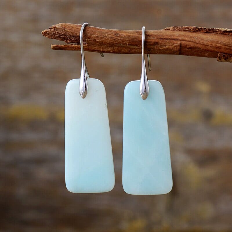 Boucles d'Oreilles Paisibles Silhouettes en Amazonite