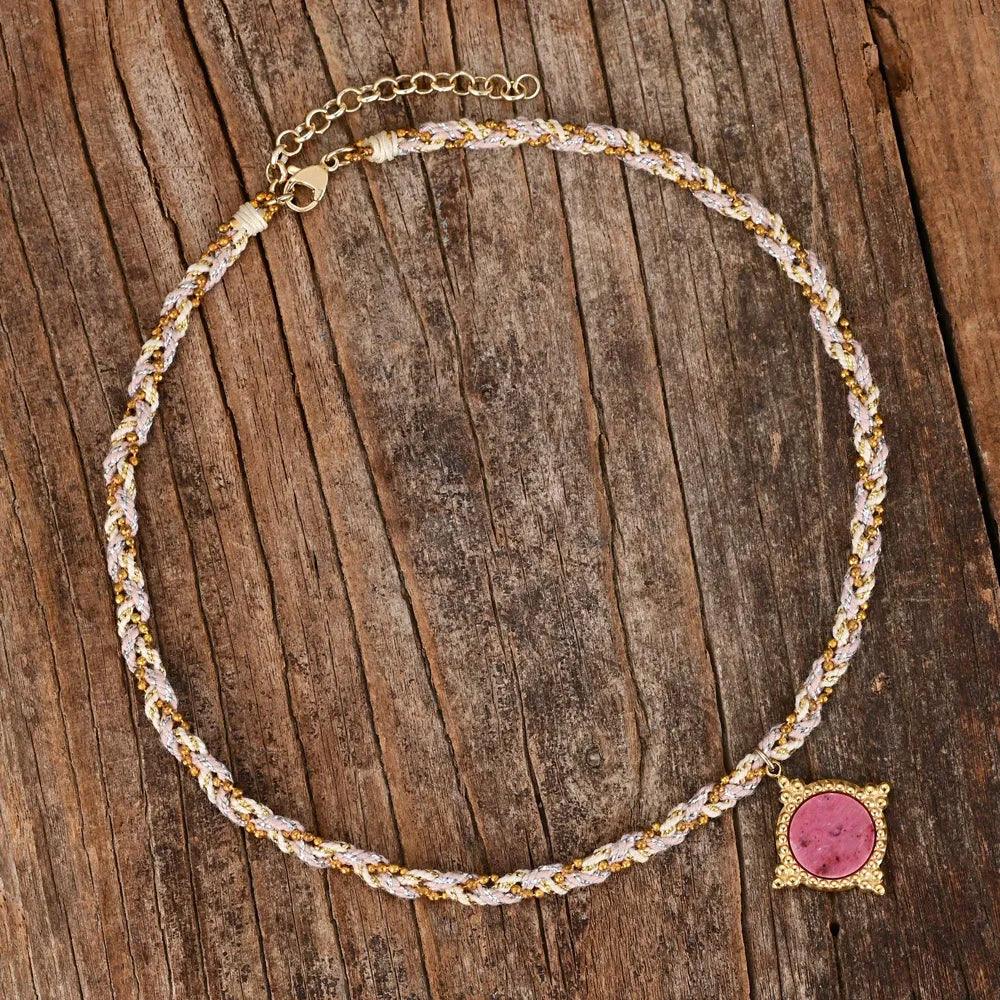 Collier Aube Rosée en Rhodochrosite