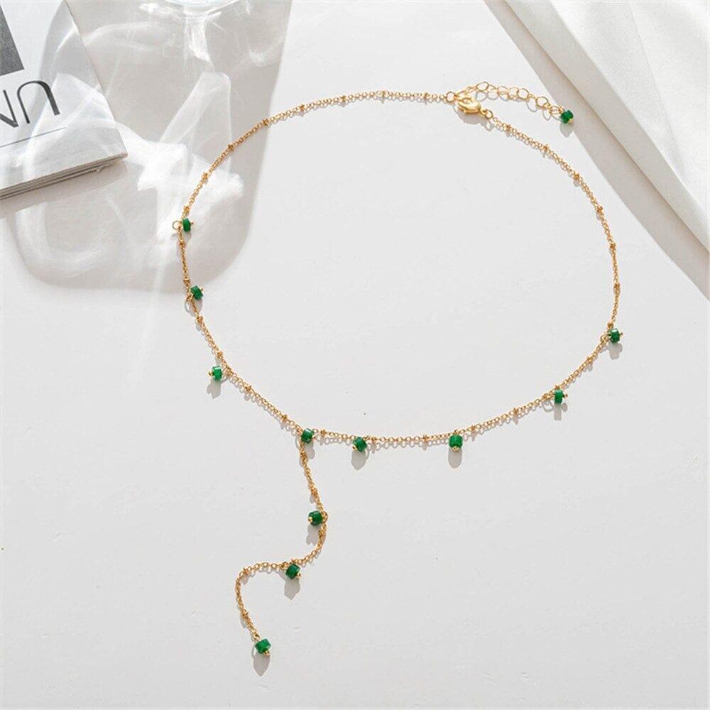 Collier Abondance Scintillante en Jade Vert