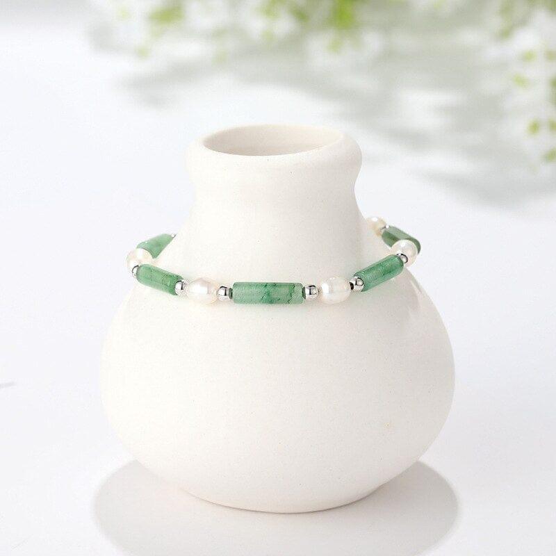 Bracelet Harmonie Chanceuse en Jade Vert et Perles d'Eau Douce