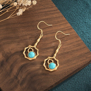 Boucles d'Oreilles Ornements en Turquoise Bleue