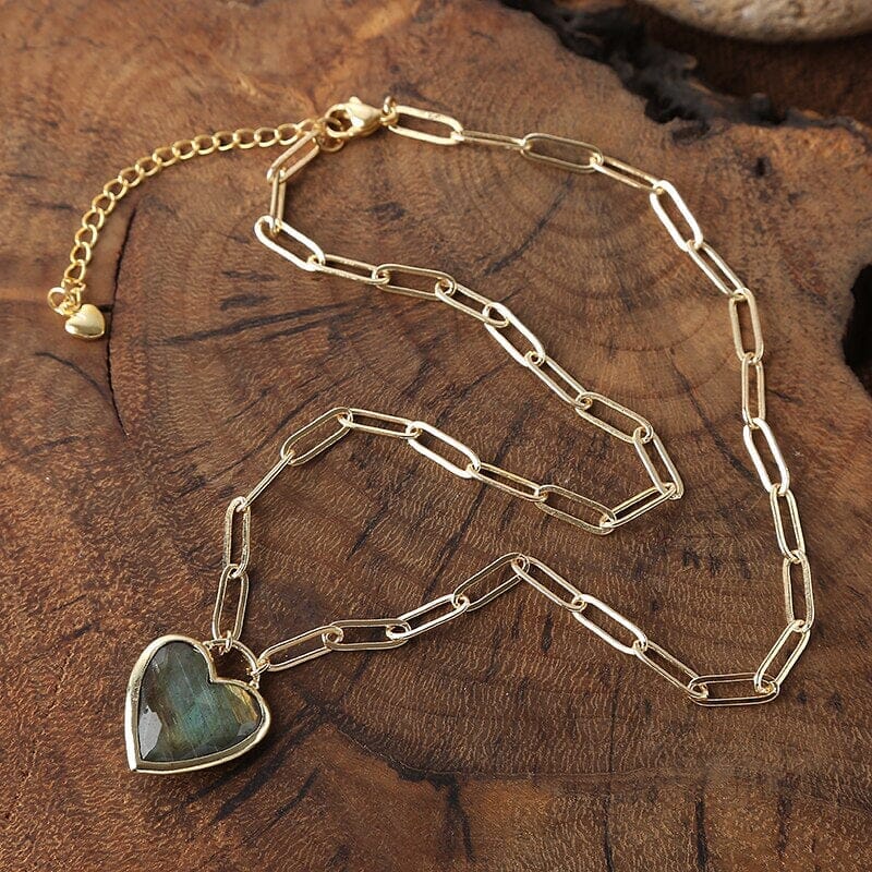 Collier Coeur Profondeurs de l'Amour en Labradorite