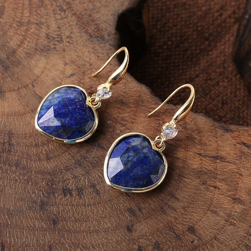 Boucles d'Oreilles Coeur Amour Captivant en Lapis-Lazuli