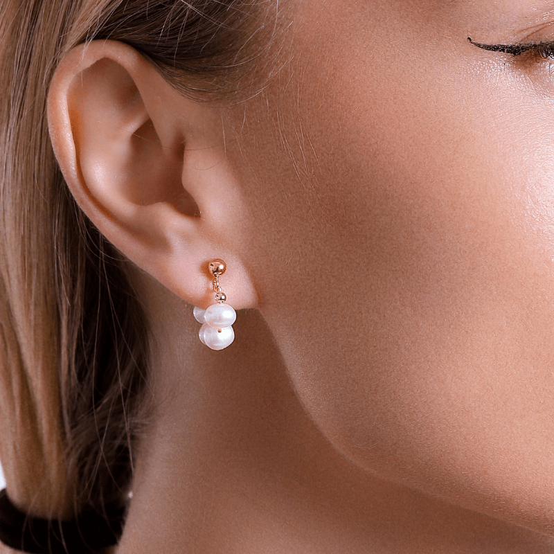 Boucles d'Oreilles Cerceau Grande Classe en Perles d'Eau Douce