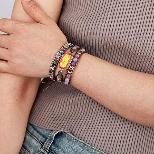 Bracelet Intense Enveloppe Florale en Jaspe