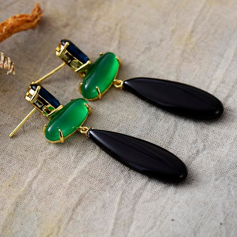 Boucles D'Oreilles Énergie Enjoué en Onyx