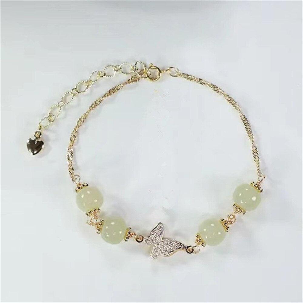 Bracelet Papillon Charismatique en Or et Jade