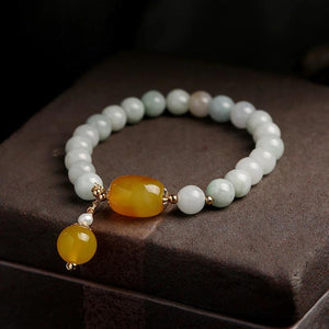 Bracelet Éclat Nacré en Jade, Agate Jaune et Rouge