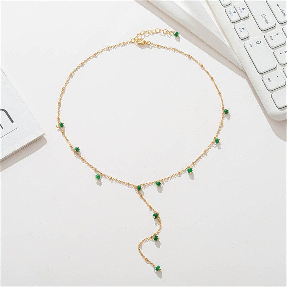 Collier Abondance Scintillante en Jade Vert