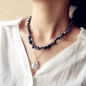 Élégant Collier en Corail, Aventurine, Lapis-Lazuli et Améthyste