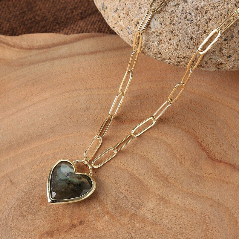 Collier Coeur Profondeurs de l'Amour en Labradorite