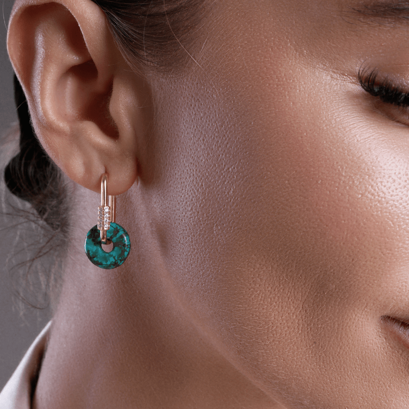 Boucles d'Oreilles Géométriques en Turquoise "Rêve d'Azur"