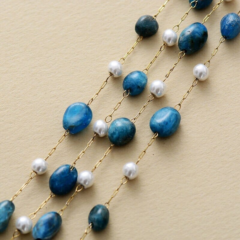 Collier Superposé Guérison Protectrice en Lapis-Lazuli et Apatite