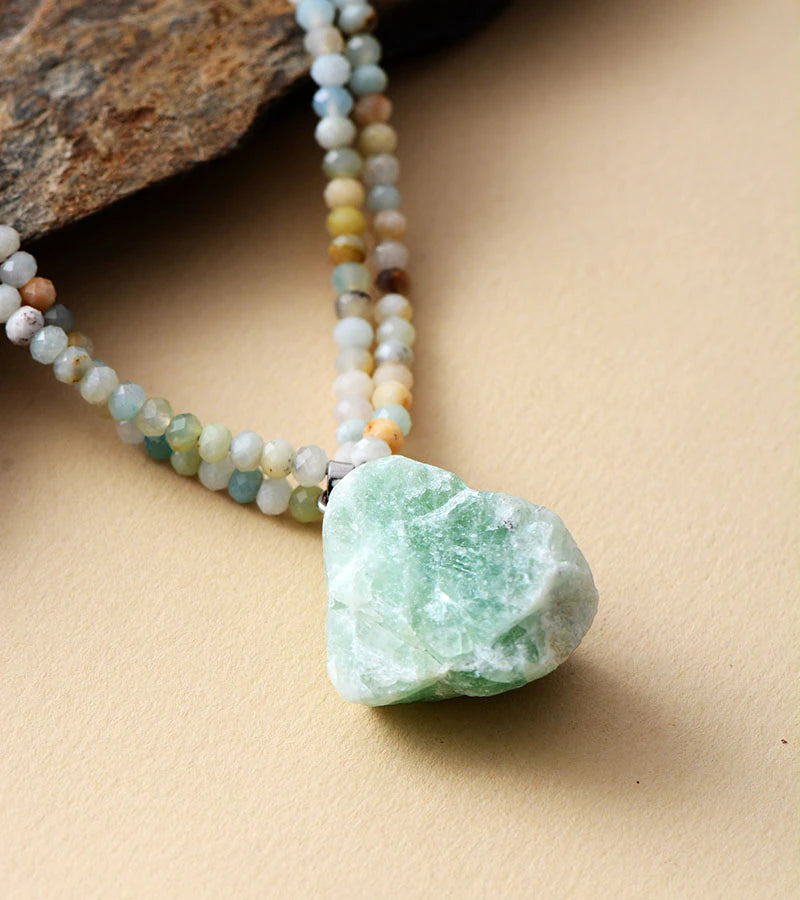 Collier Espoir Infini en Perles d'Amazonite