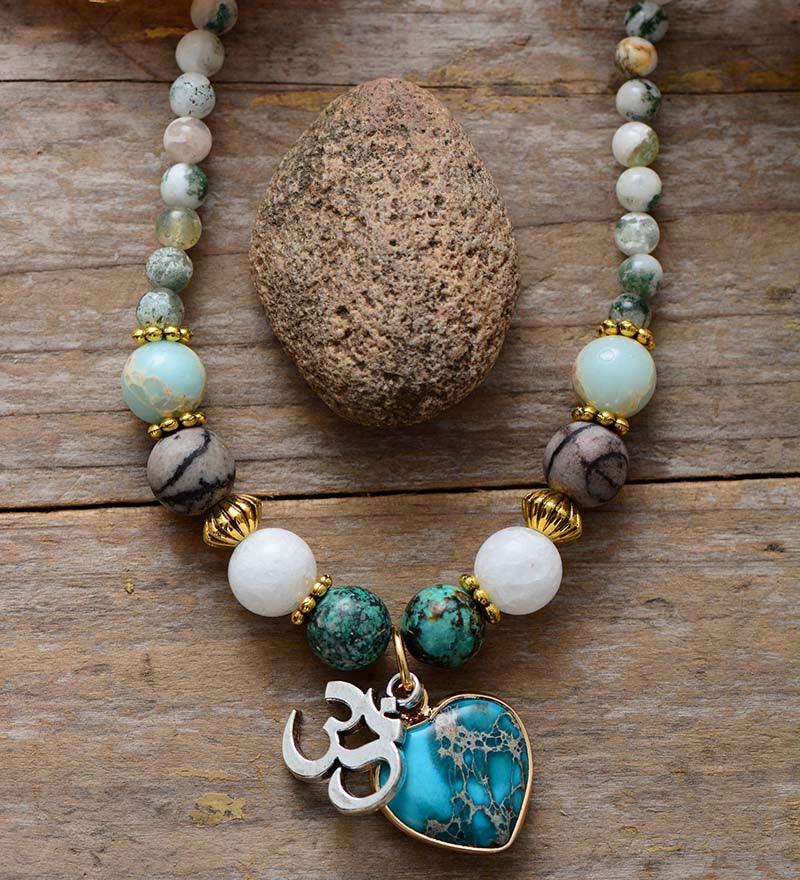 Collier et Bracelet Mala Yoga Zen en Jaspe et Agate