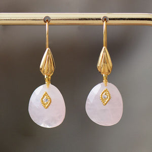 Boucles d'Oreilles Puissance Protectrice en Apatite & Quartz Rose