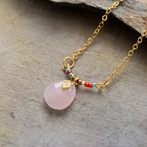 Collier Beauté Pharaonique en Quartz Rose et Apatite