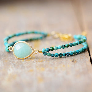 Bracelet Tendre Amour en Mica, Labradorite, Pierre de Lune & Amazonite