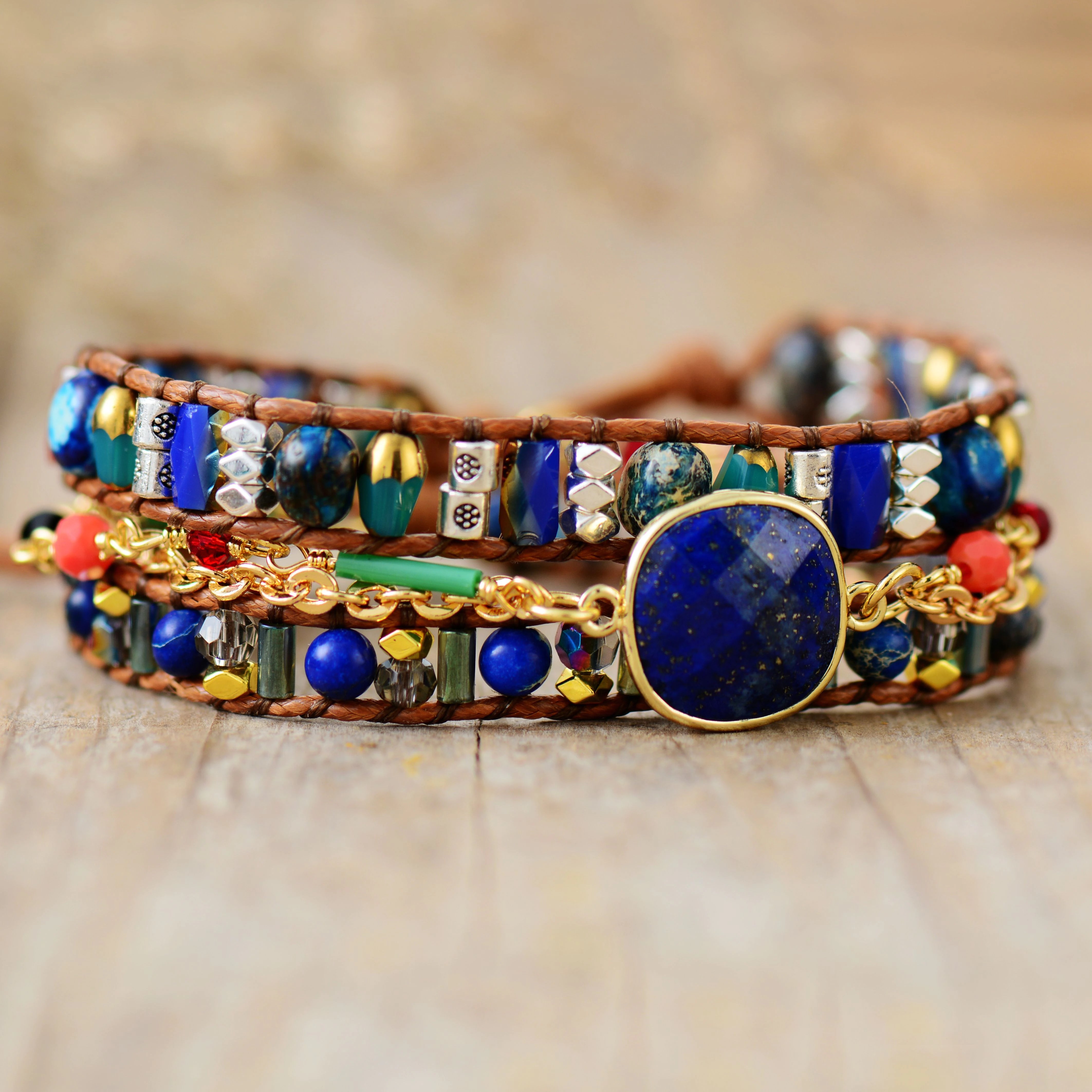 Bracelet Vision Cosmique en Jaspe et Lapis-Lazuli