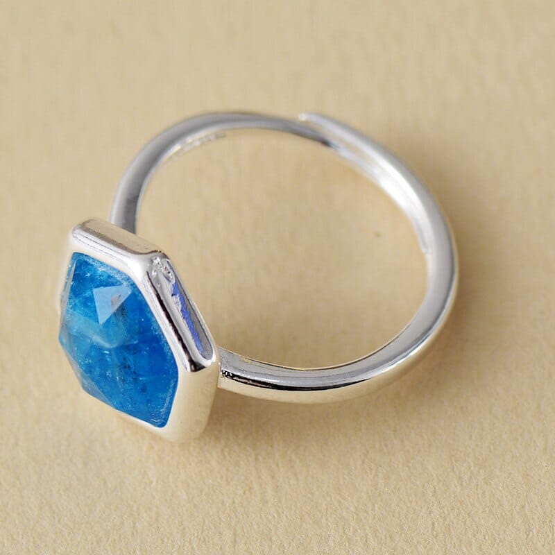 Bague Hexagone Simple Sérénité en Apatite ou Améthyste