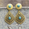 Boucles d'Oreilles de Protection Contre le Mauvais Oeil "Bonne Protection" en Turquoise