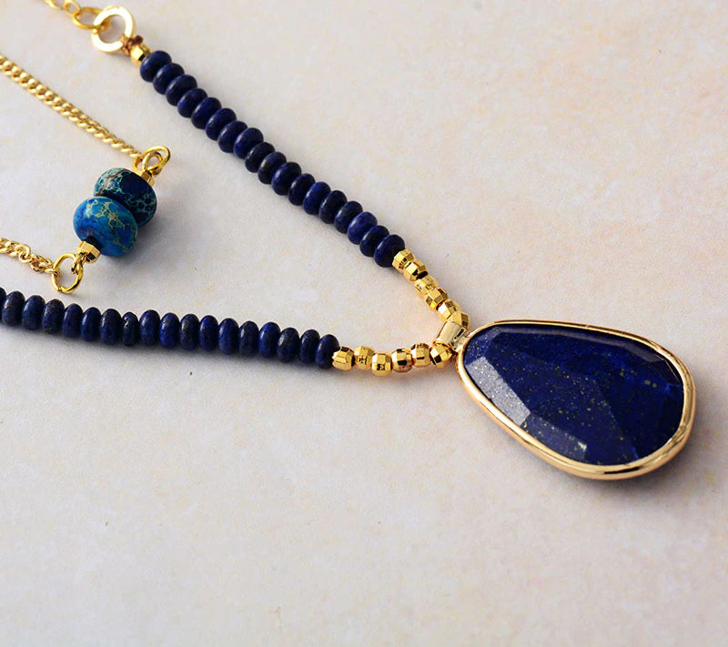 Collier Majestueux Horizon en Jaspe et Lapis-Lazuli