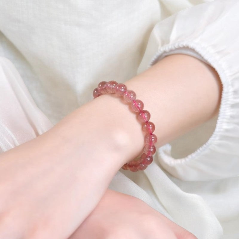 Bracelet de guérison en quartz fraise