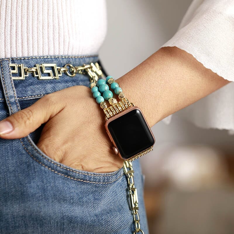 Bracelet pour Montre Apple en Pierre Naturelle Éclatante