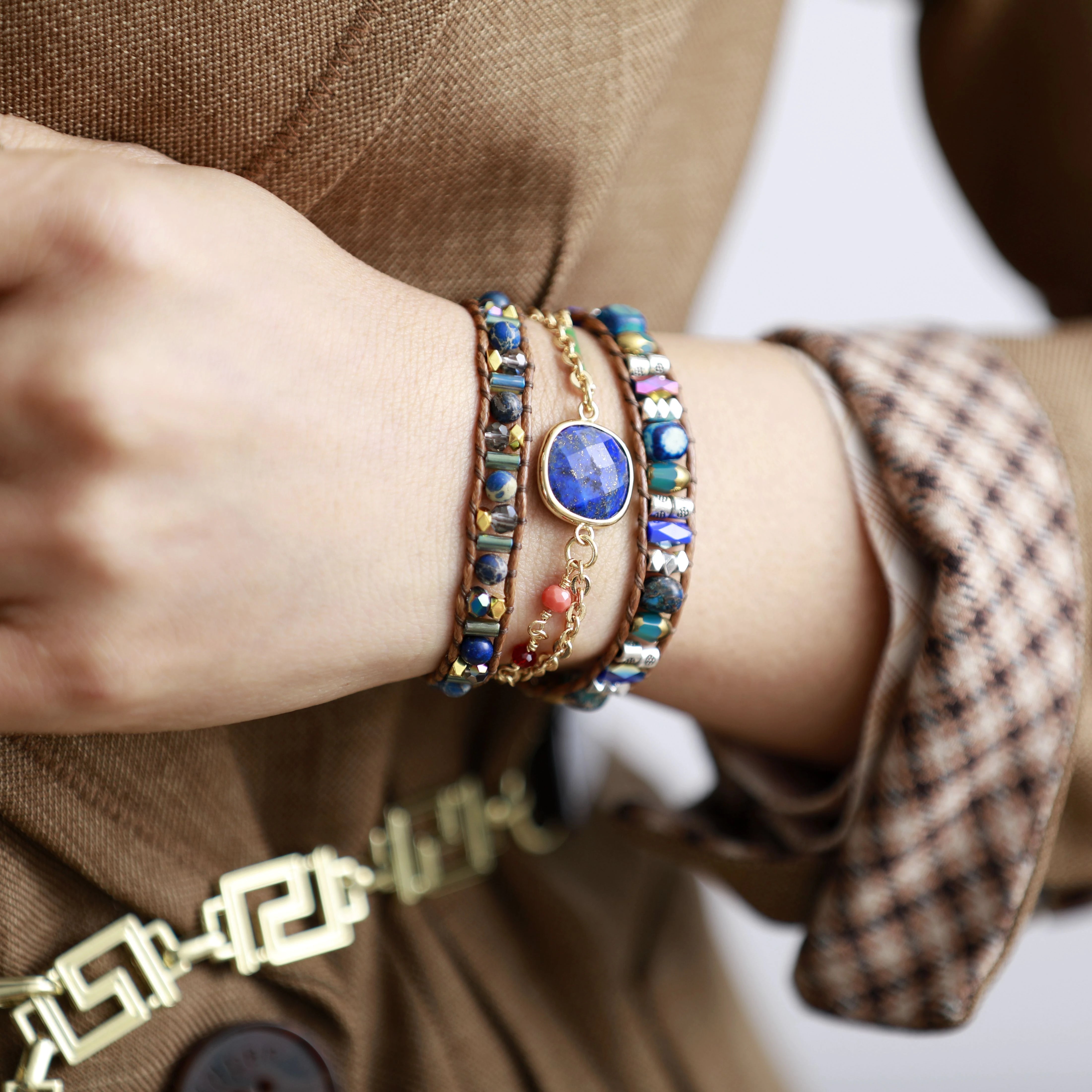 Bracelet Vision Cosmique en Jaspe et Lapis-Lazuli