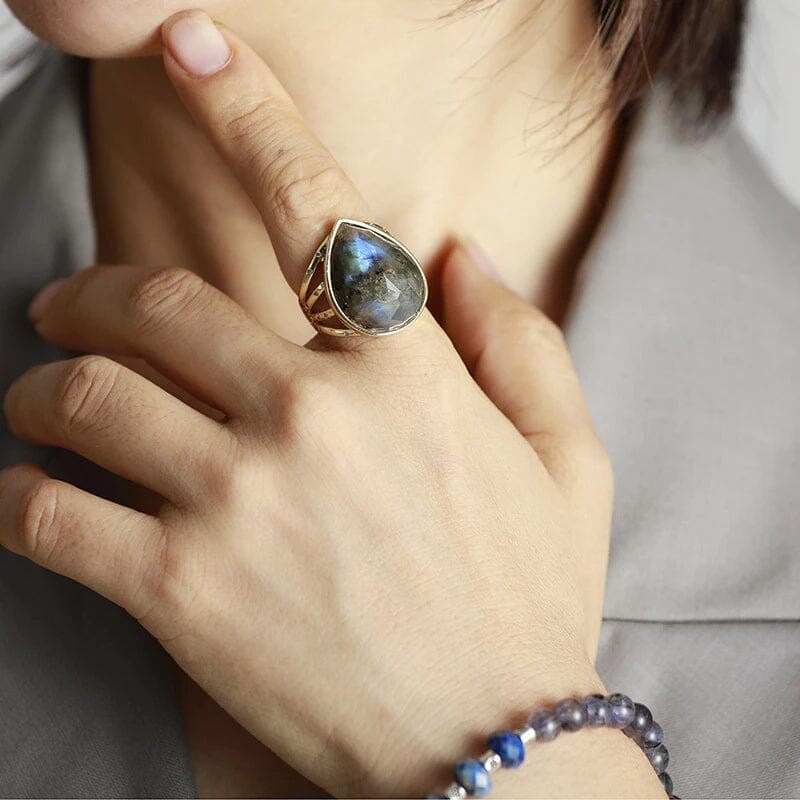 Bague en Labradorite et Lapis-Lazuli