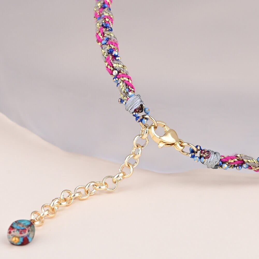 Collier Tréssé Empathie de l'Âme en Jaspe Bleu & Rose