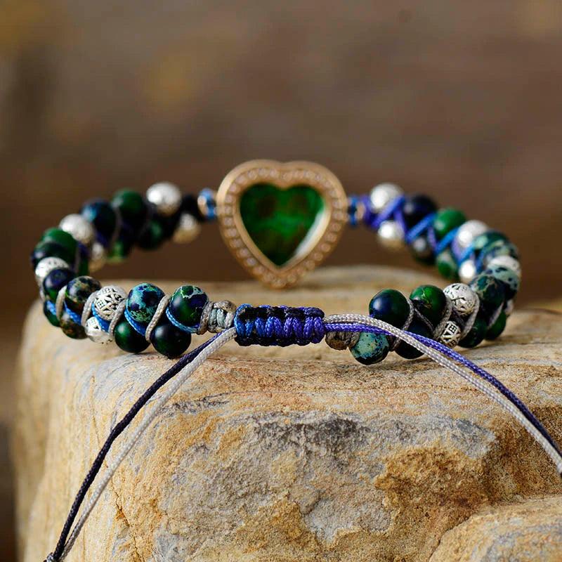 Bracelet d'Amitié en Jaspe Bleu, Rouge et Vert