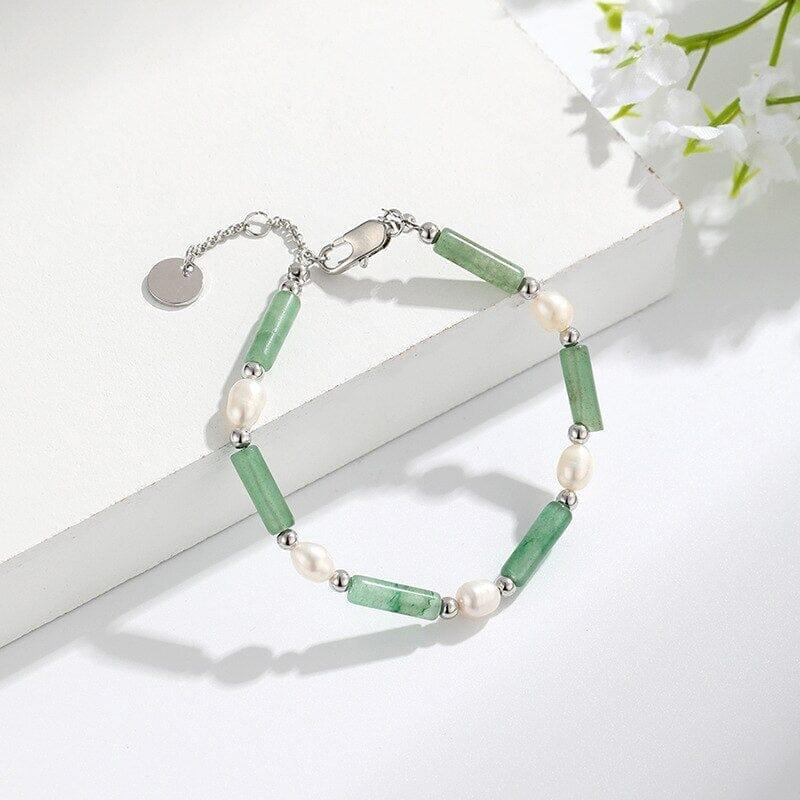 Bracelet Harmonie Chanceuse en Jade Vert et Perles d'Eau Douce