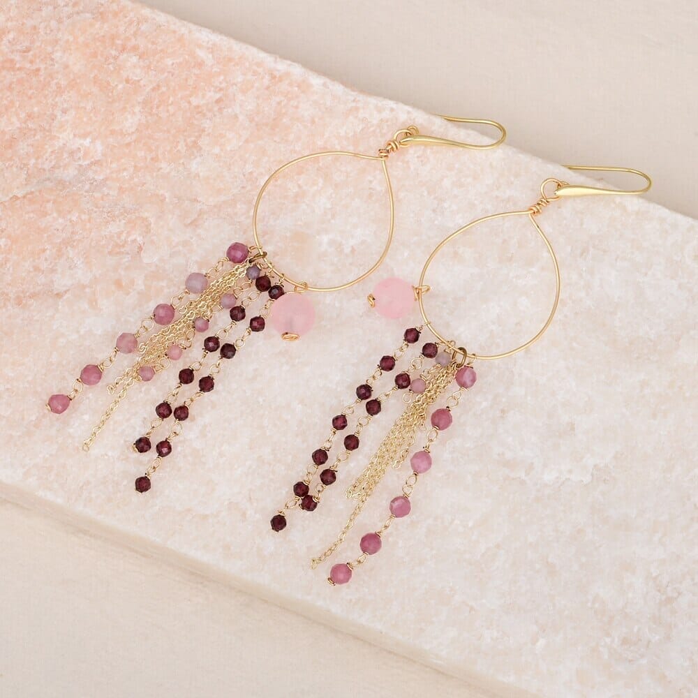 Boucles d'Oreilles "Calme Compassion" en Tourmaline Rose