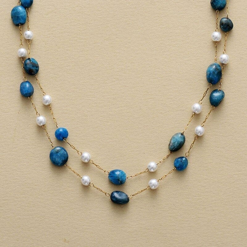 Collier Superposé Guérison Protectrice en Lapis-Lazuli et Apatite