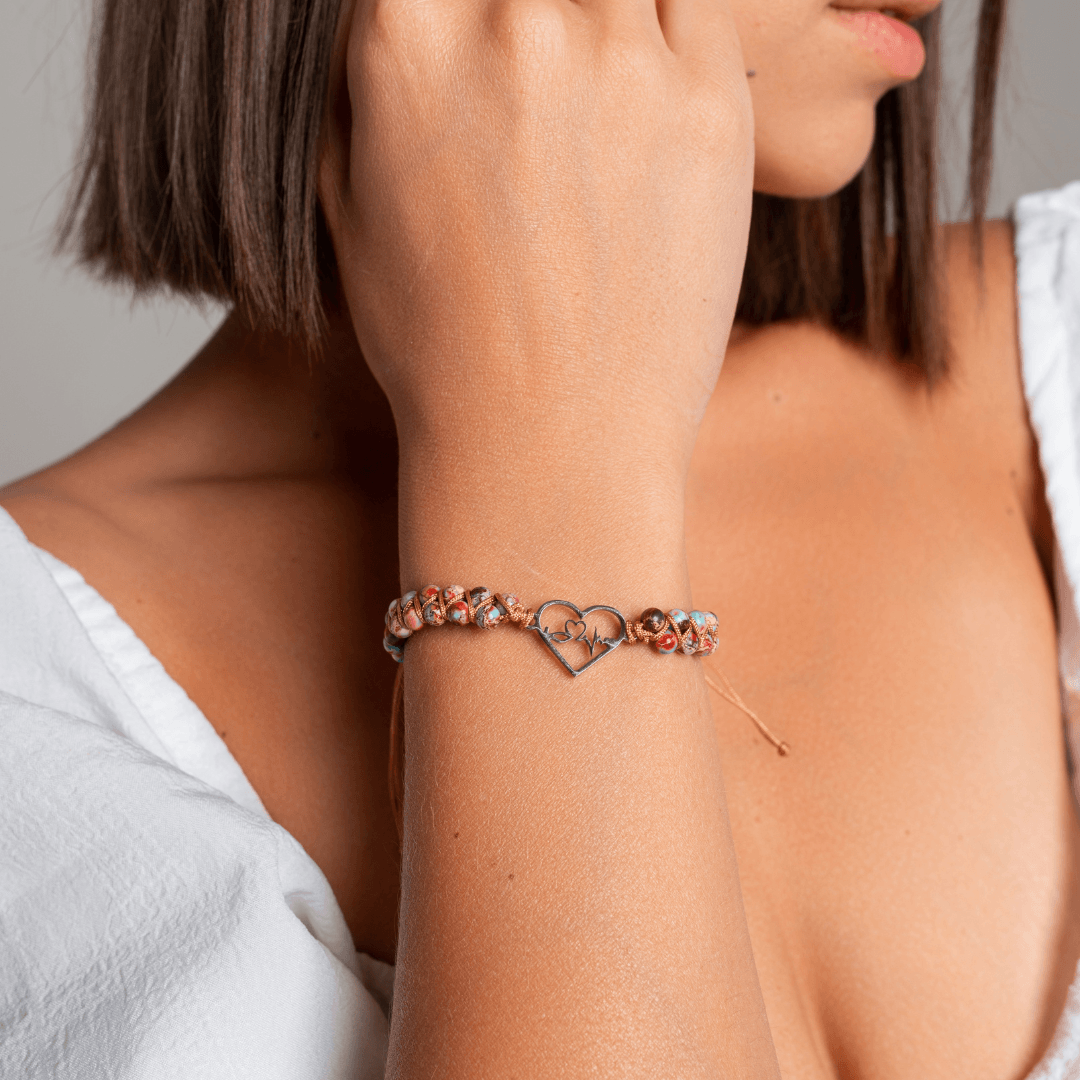 Bracelet de Guérison avec Breloque en Forme de Rythme Cardiaque