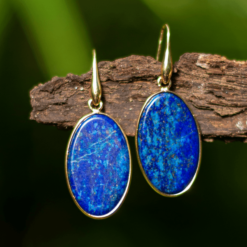 Boucles d'Oreilles Ovale Intense Lapis-Lazuli