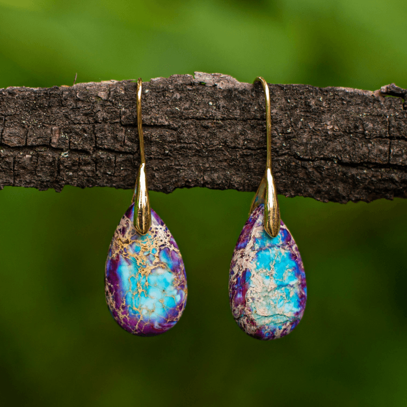 "Boucles d'Oreilles "Larmes Violet-Bleutées"