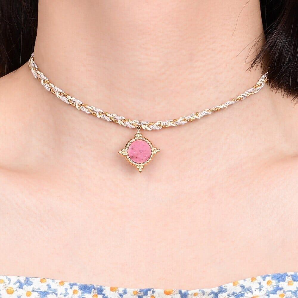 Collier Aube Rosée en Rhodochrosite