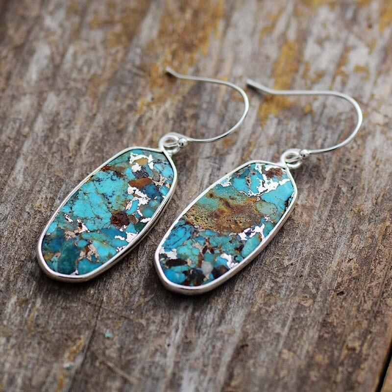 Boucles d'Oreilles Mosaïque en Turquoise