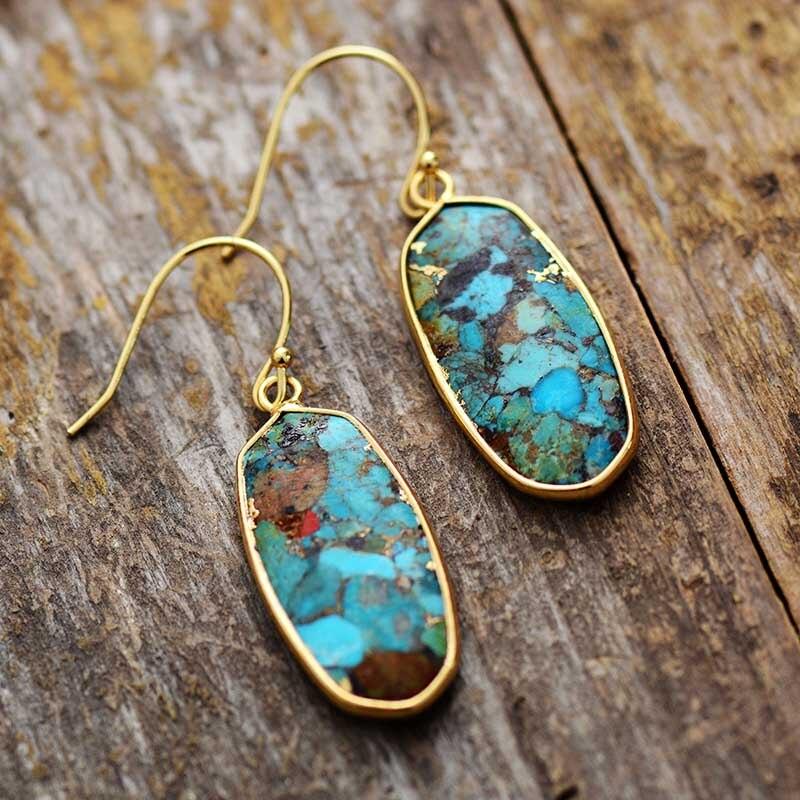 Boucles d'Oreilles Mosaïque en Turquoise