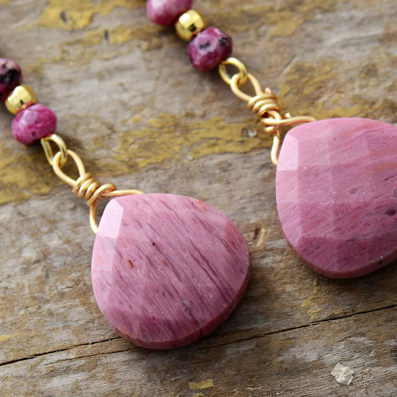 Boucles d'Oreilles en Améthyste & Rhodonite "Beauté Énigmatique"