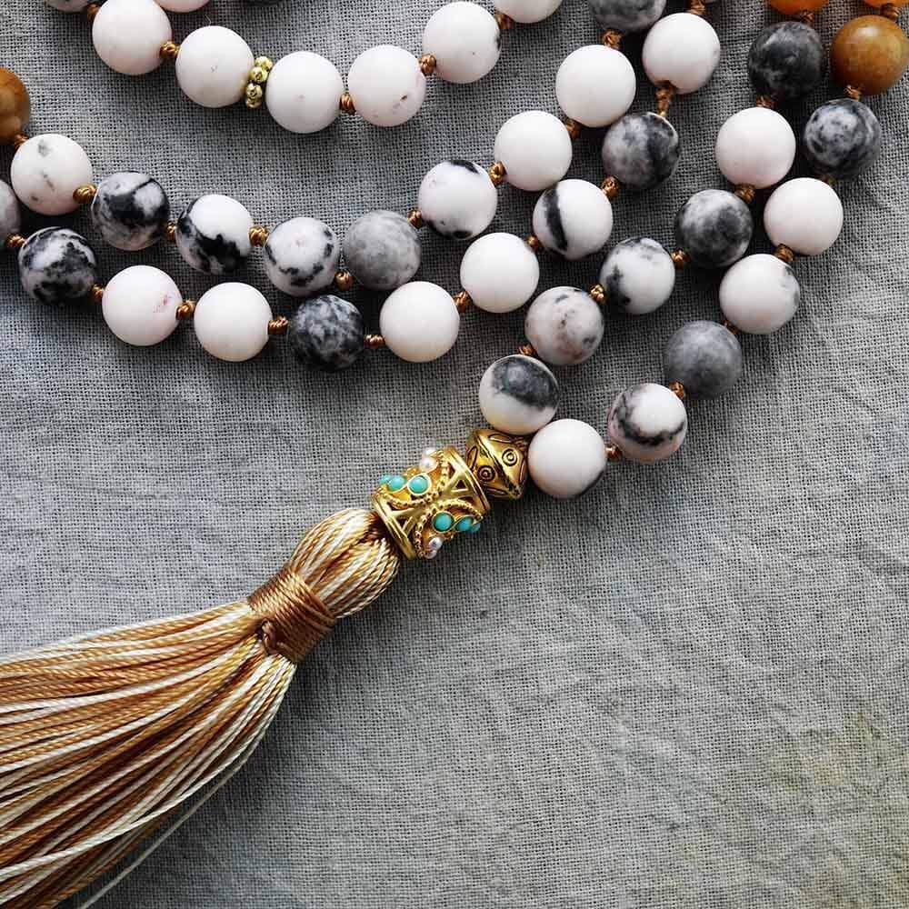 Collier Mala Chemin Sacré en Jade et Jaspe