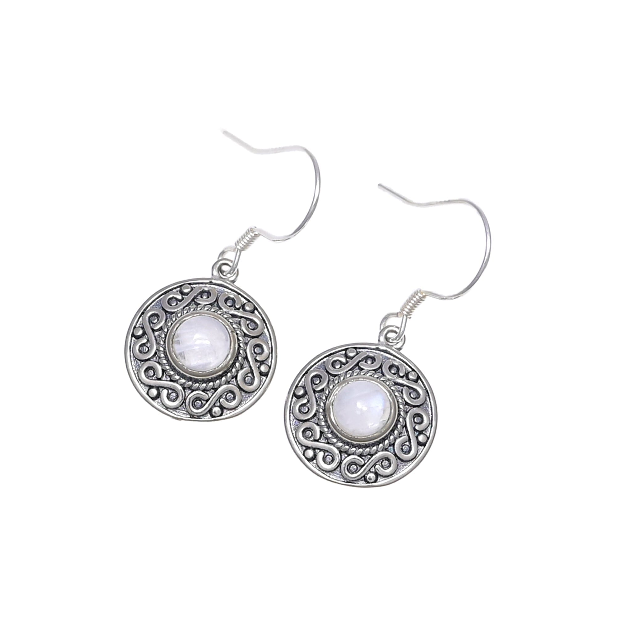 Boucles d'Oreilles Apaissante Maia  en Argent Veilli et Pierre de Lune