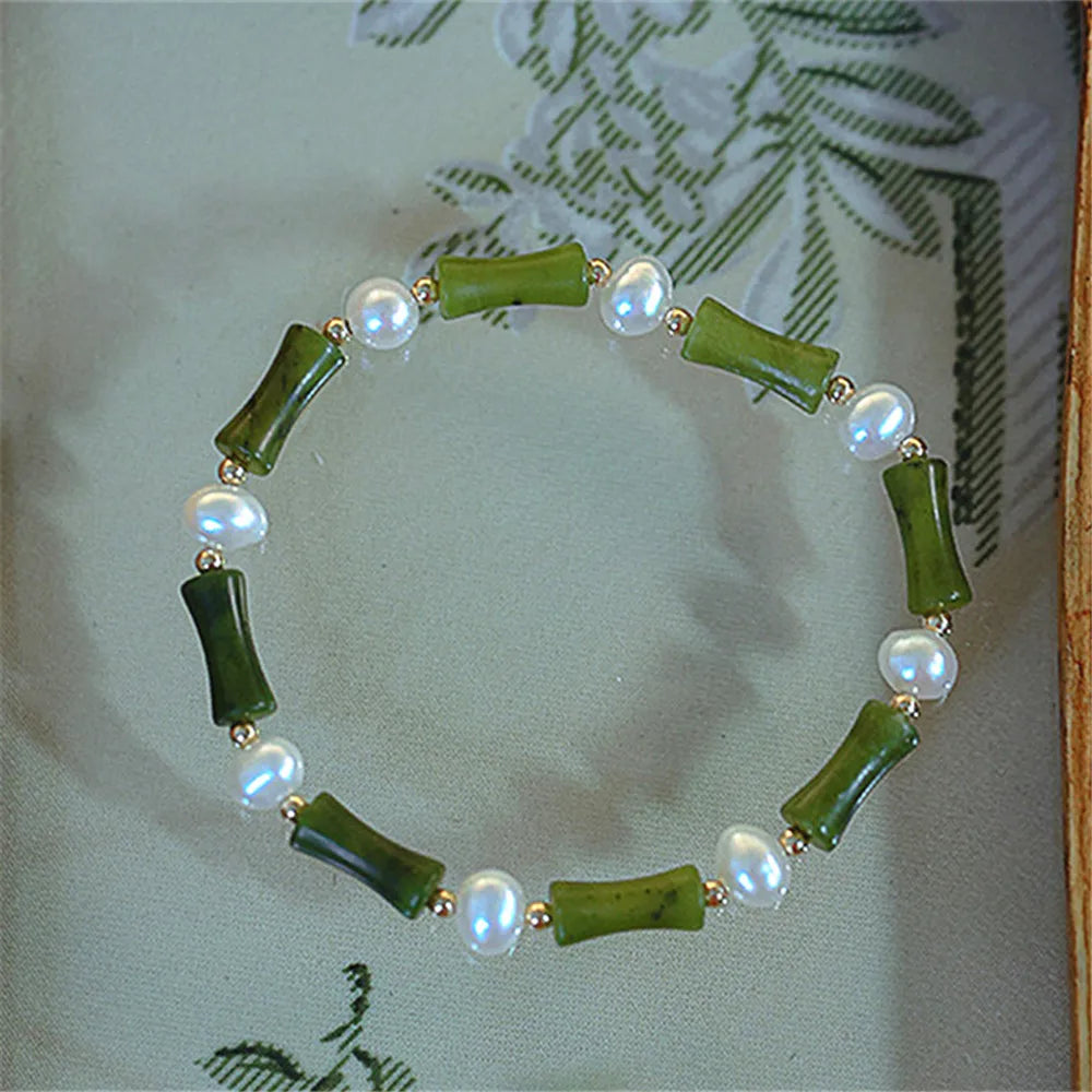 Bracelet Allégresse du Bambou en Perles et Jade Verte